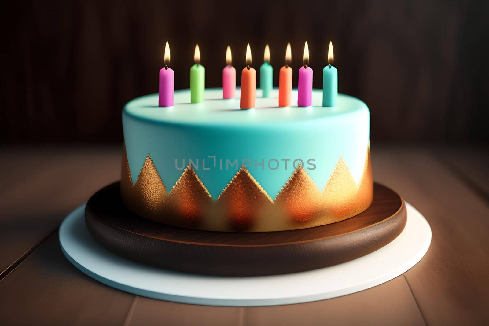 Celebrating with a Colorful Baked Cake. ai generated