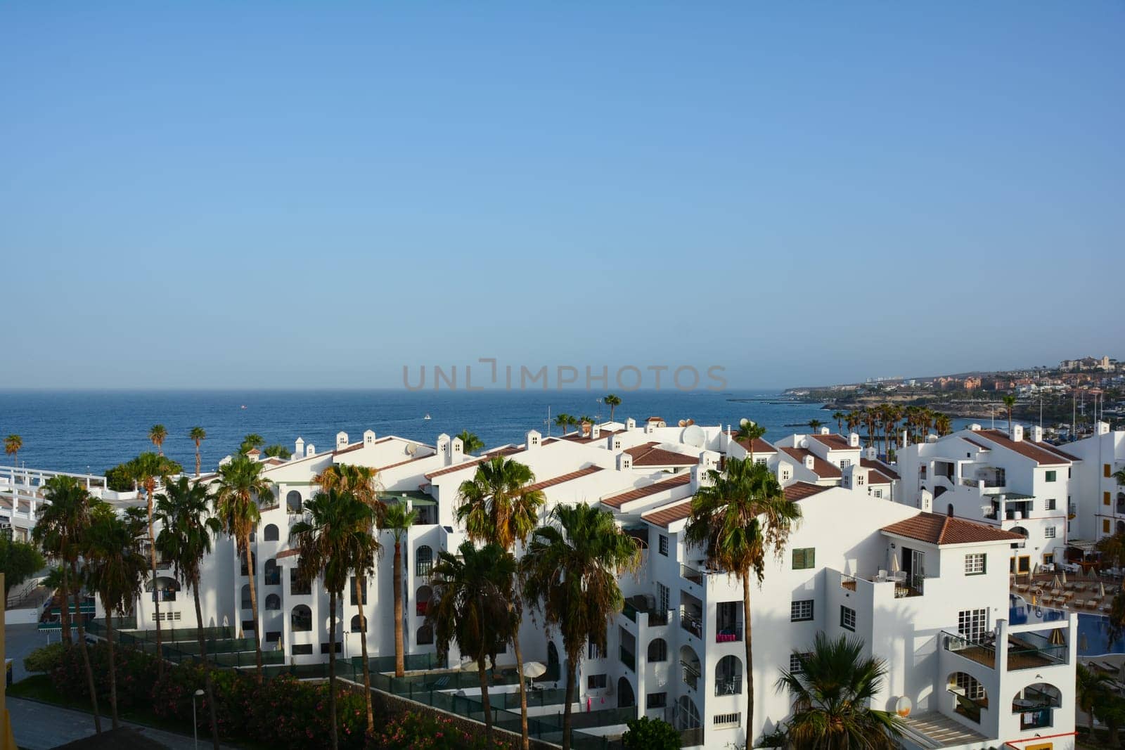 View of the Spanish town of Costa Adeje on the Canary Island of Tenerife