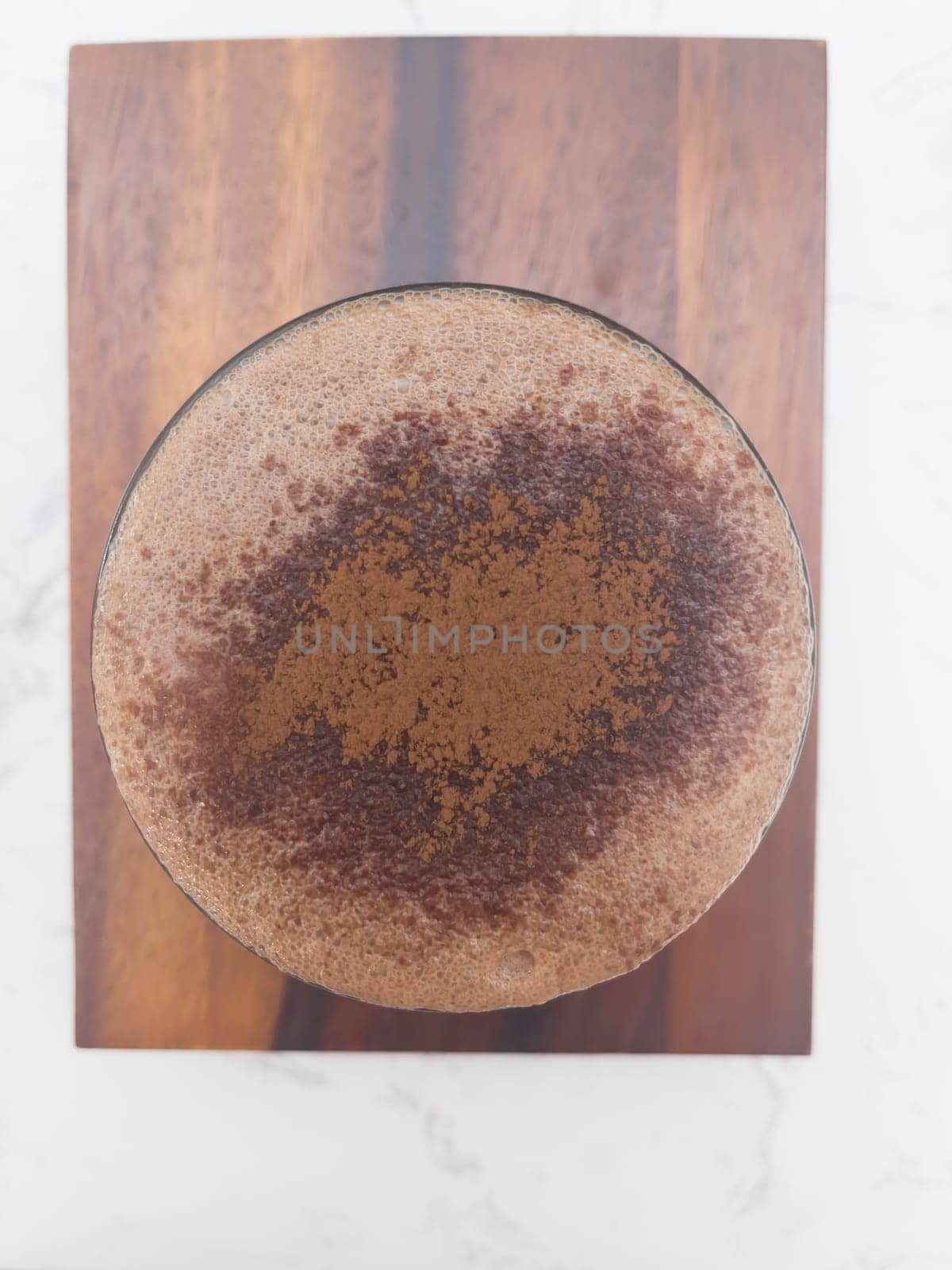 Dark chocolate latte in glass refreshment beverage drink, stock photo