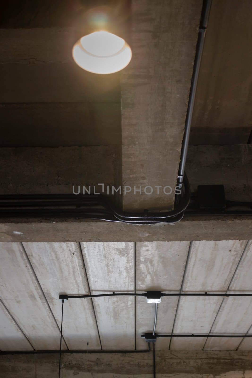 Loft modern black room interior, stock photo