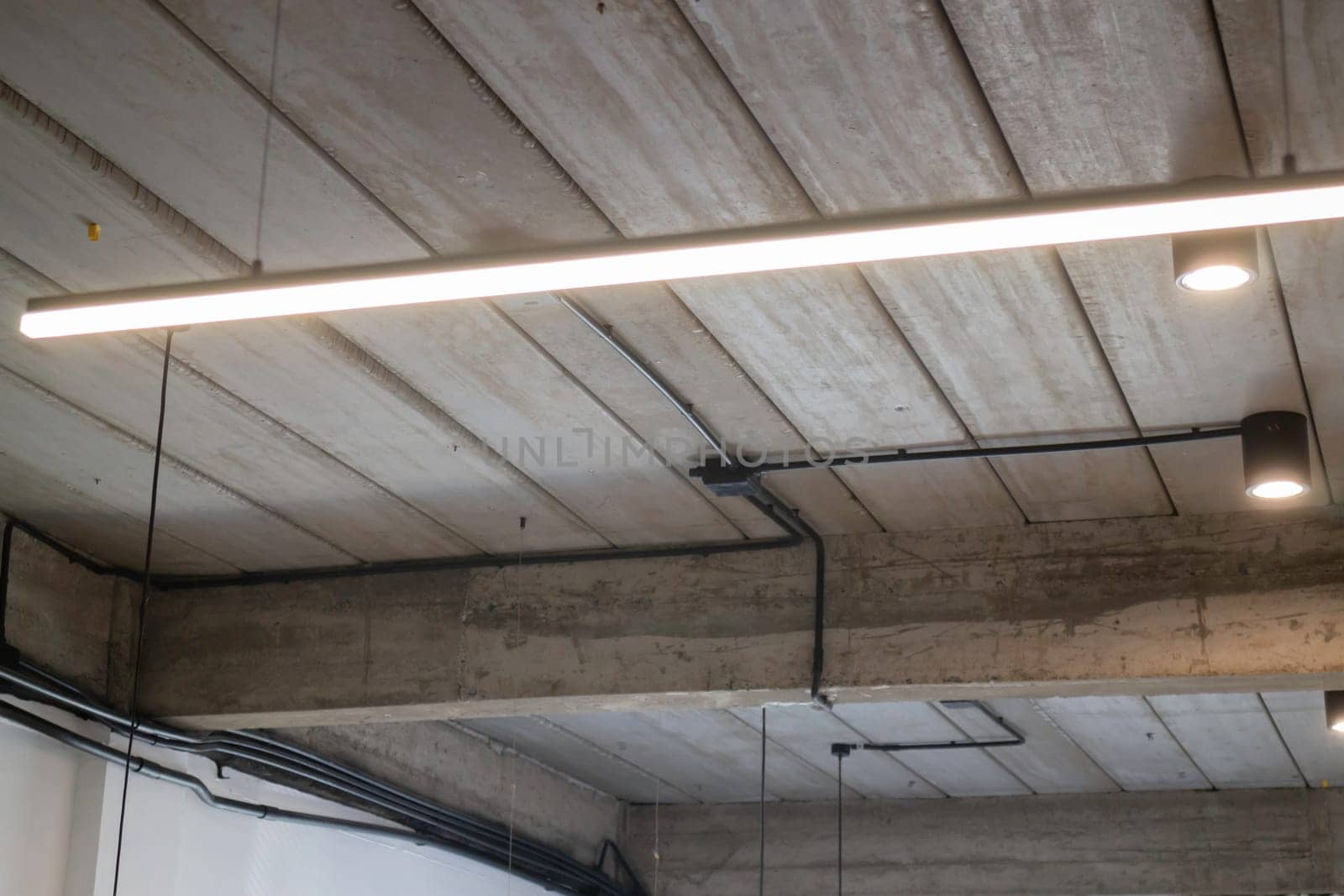 Loft modern black room interior, stock photo