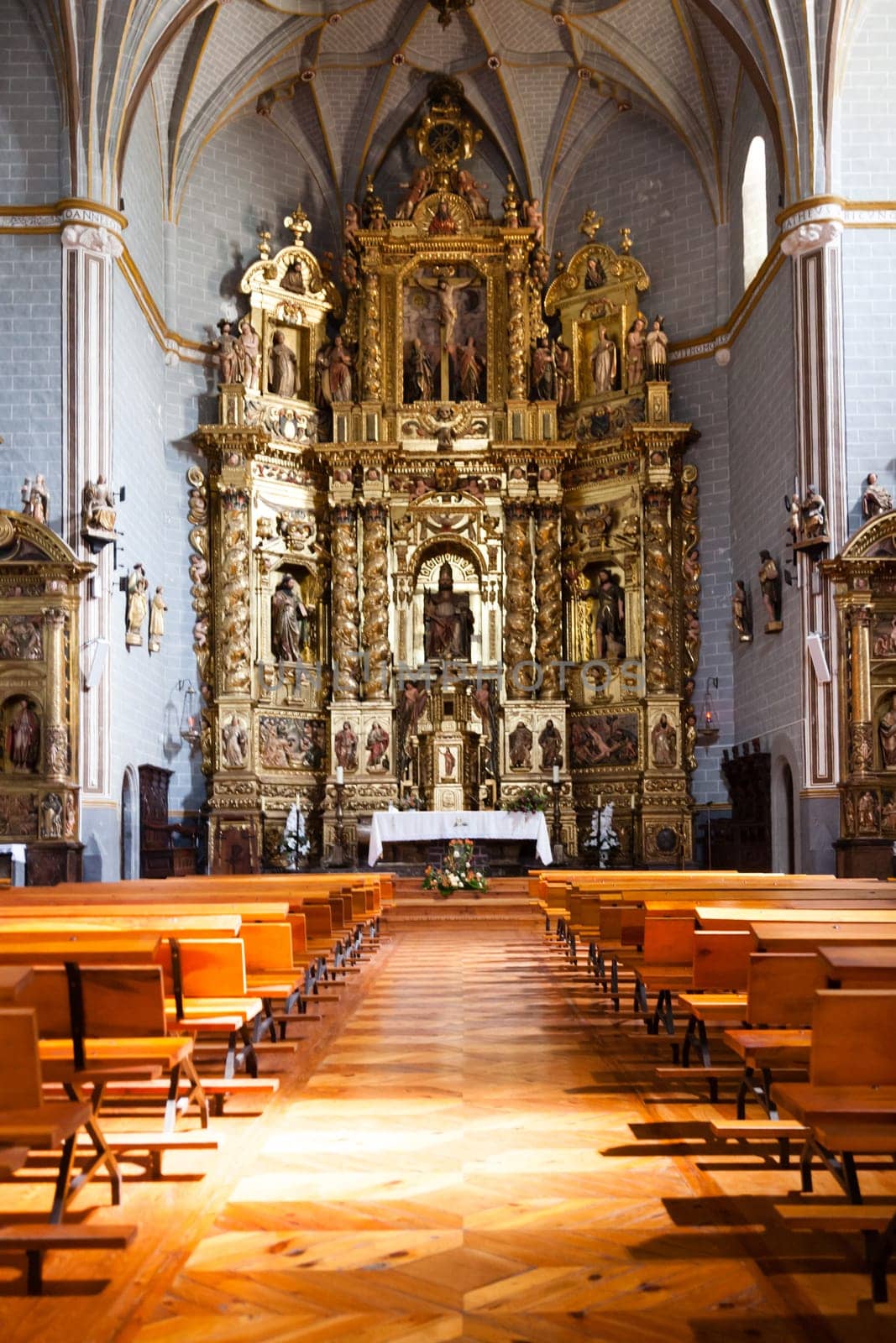 Inner view of Saint Peter Church, Anso town, Huesca, Spain