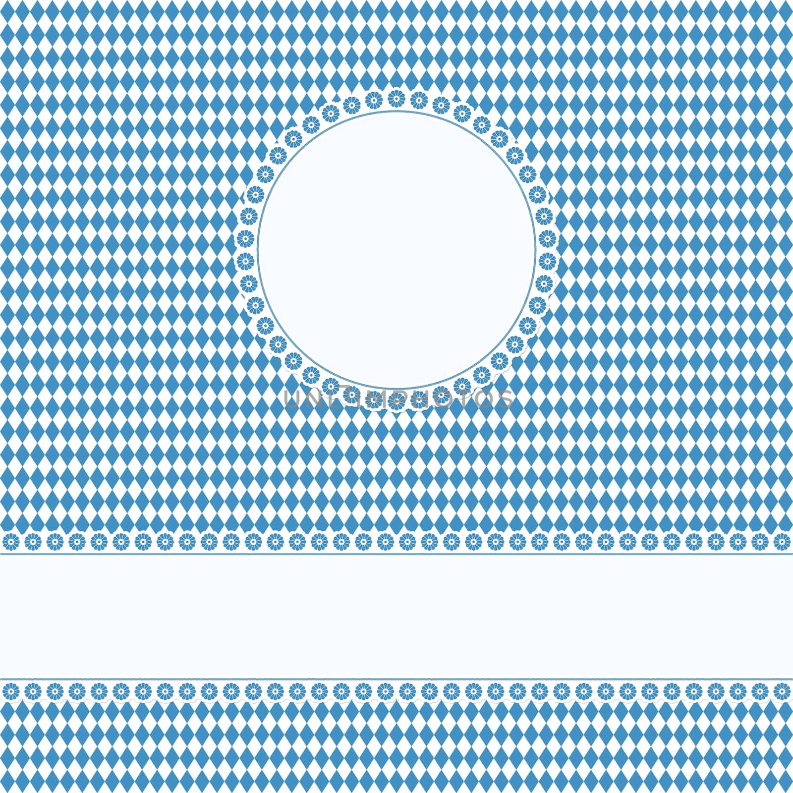 banner and empty patch on blue checkered Oktoberfest background