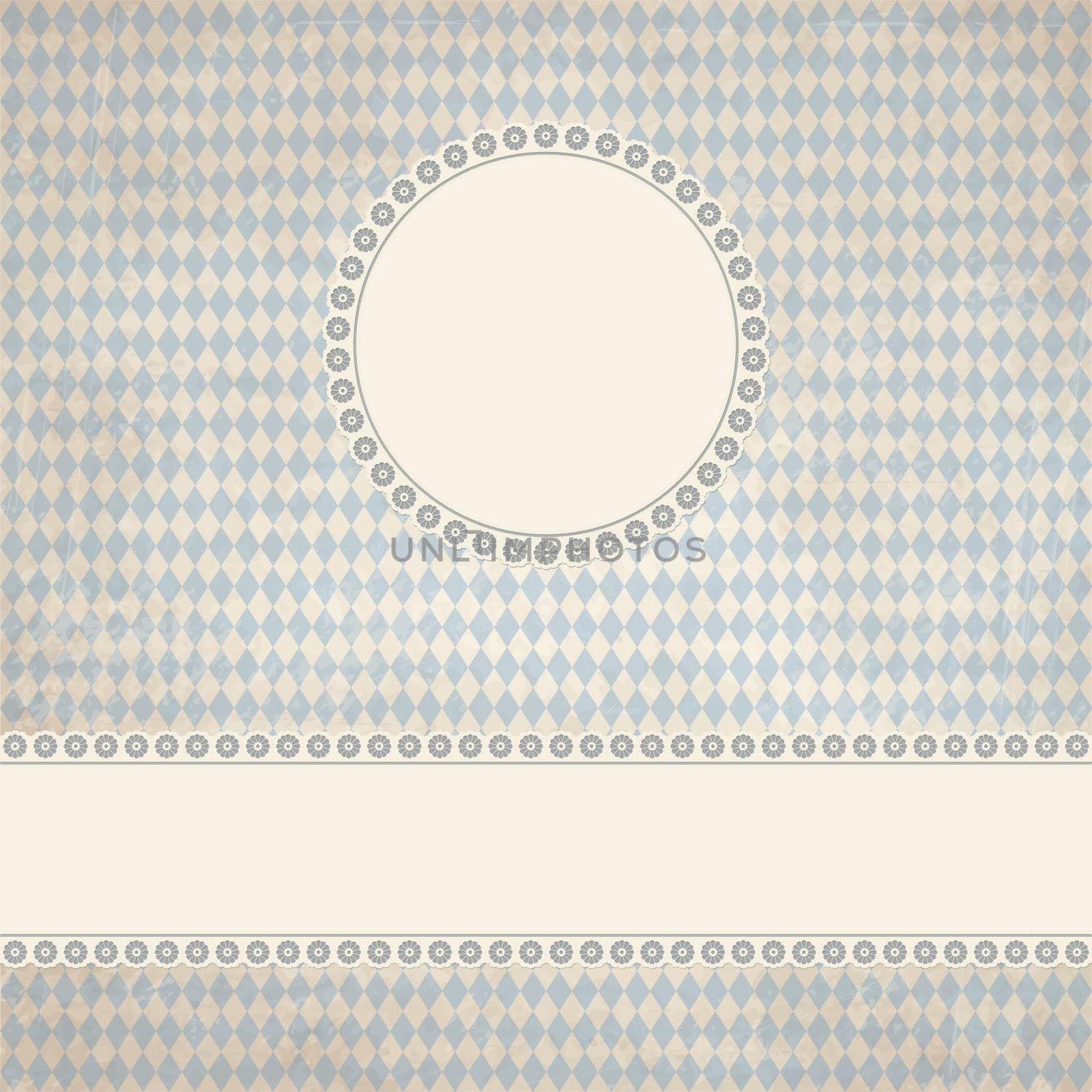 banner and empty patch on dirty blue colored Oktoberfest grunge background