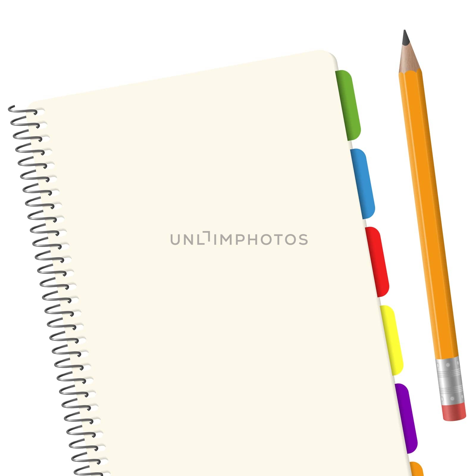 blank paper pad with copy space and yellow pencil