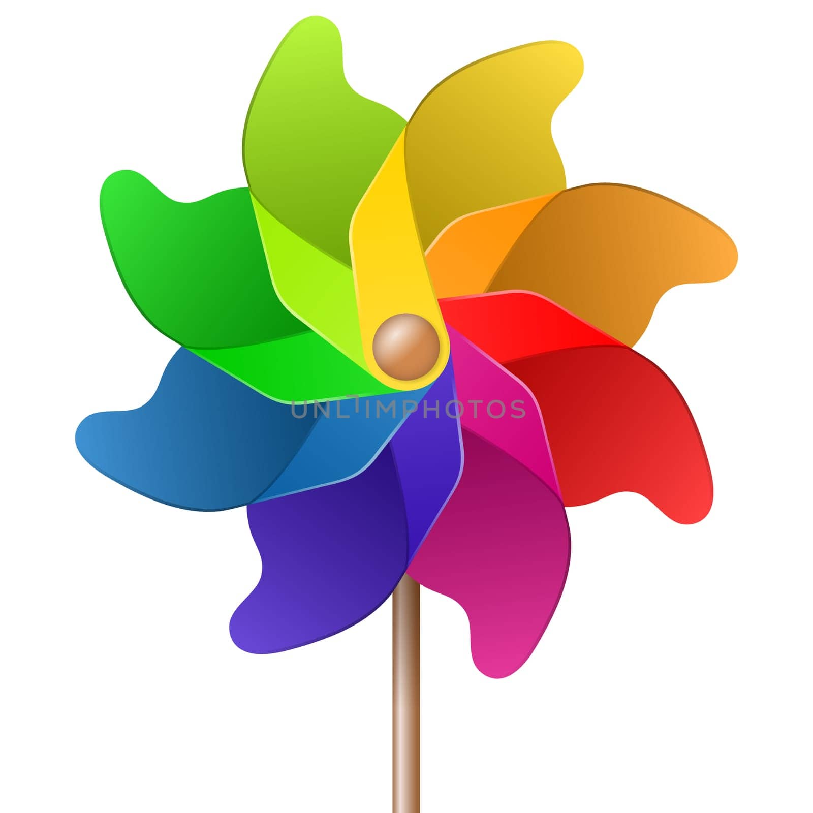 summer toy pin wheel with eight different colors