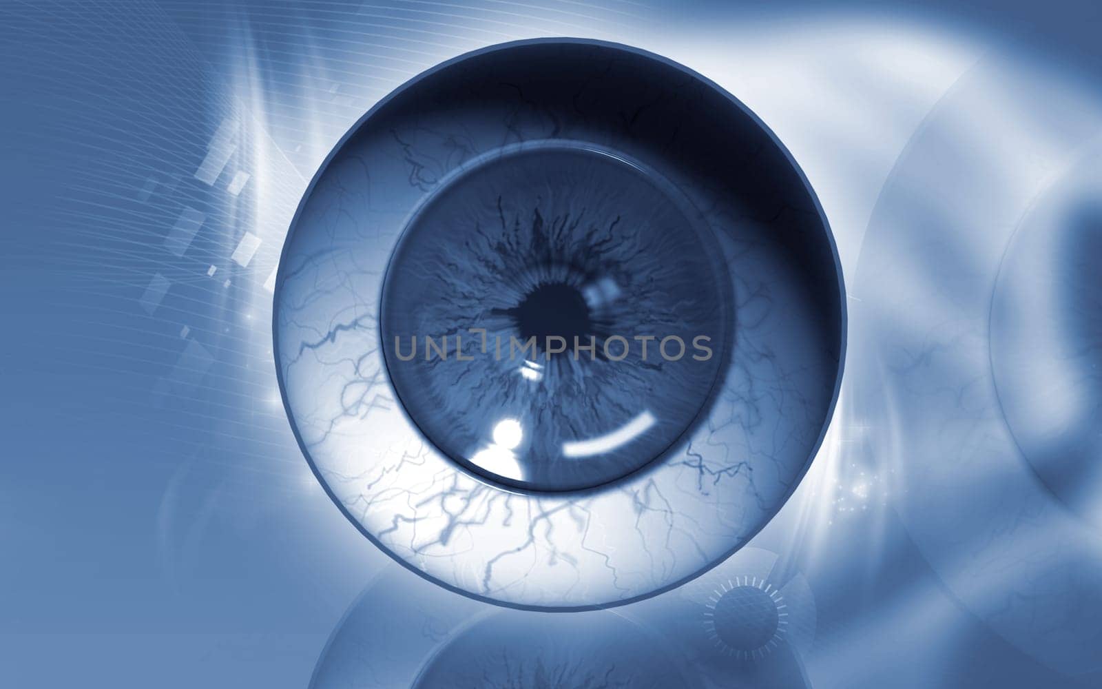Digital illustration of eye in color background