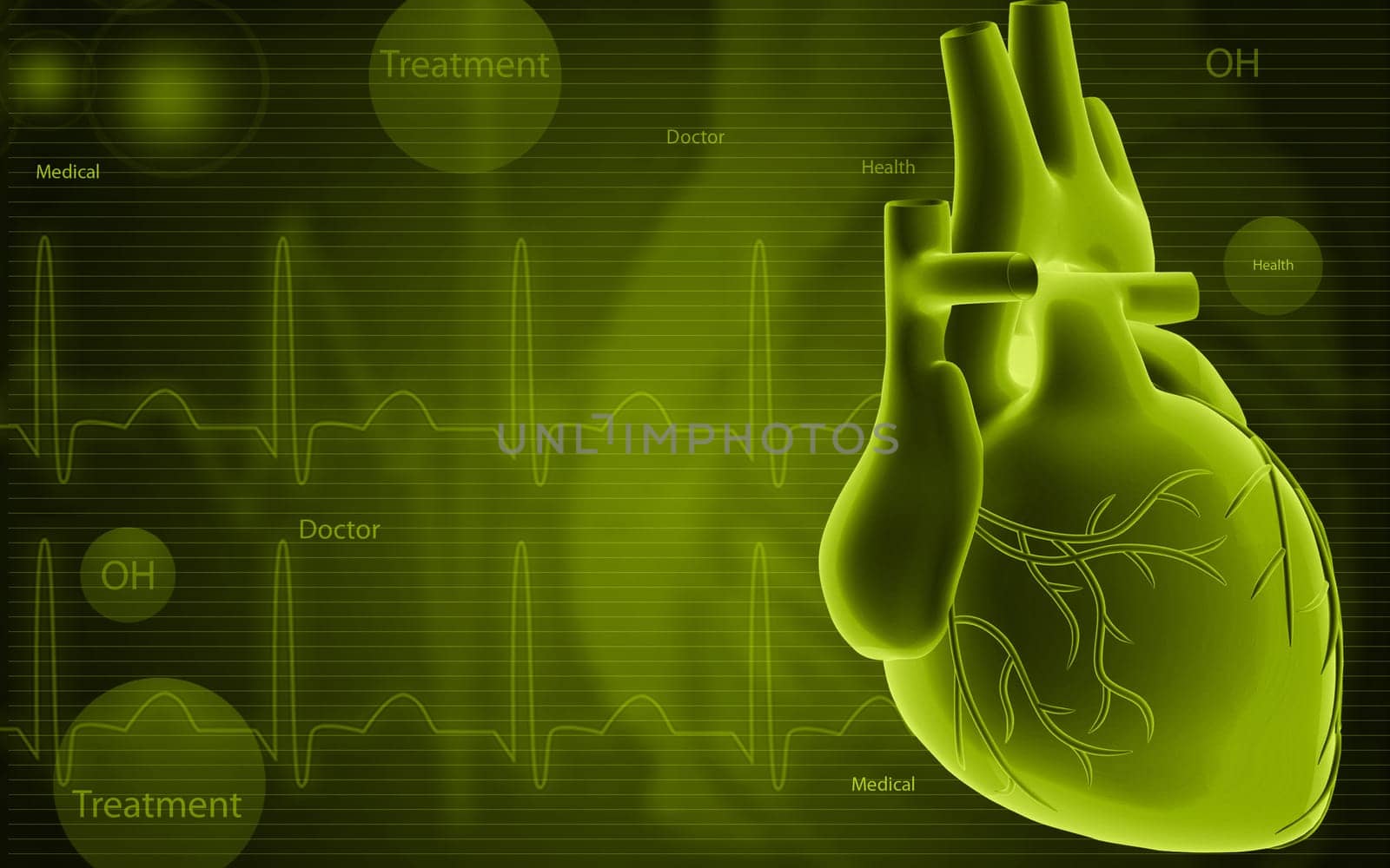 Digital illustration of heart in colour background