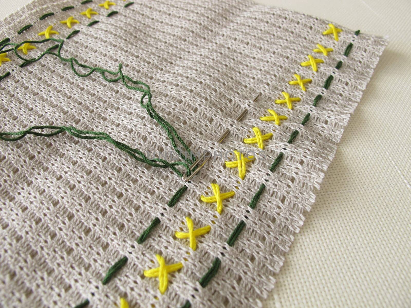 Embroidery design on Stramin