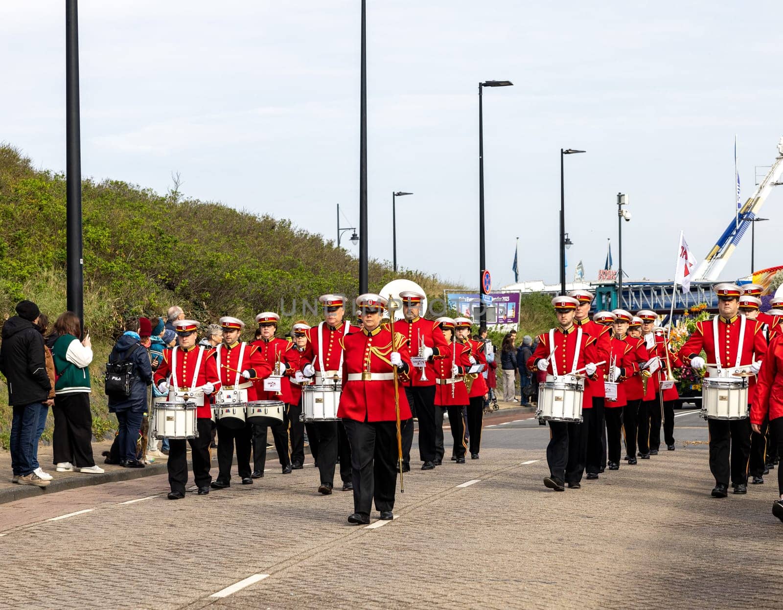 Noordwijk, Netherlands - April 22, 2023: The traditional flowers parade Bloemencorso from Noordwijk to Haarlem in the Netherlands.