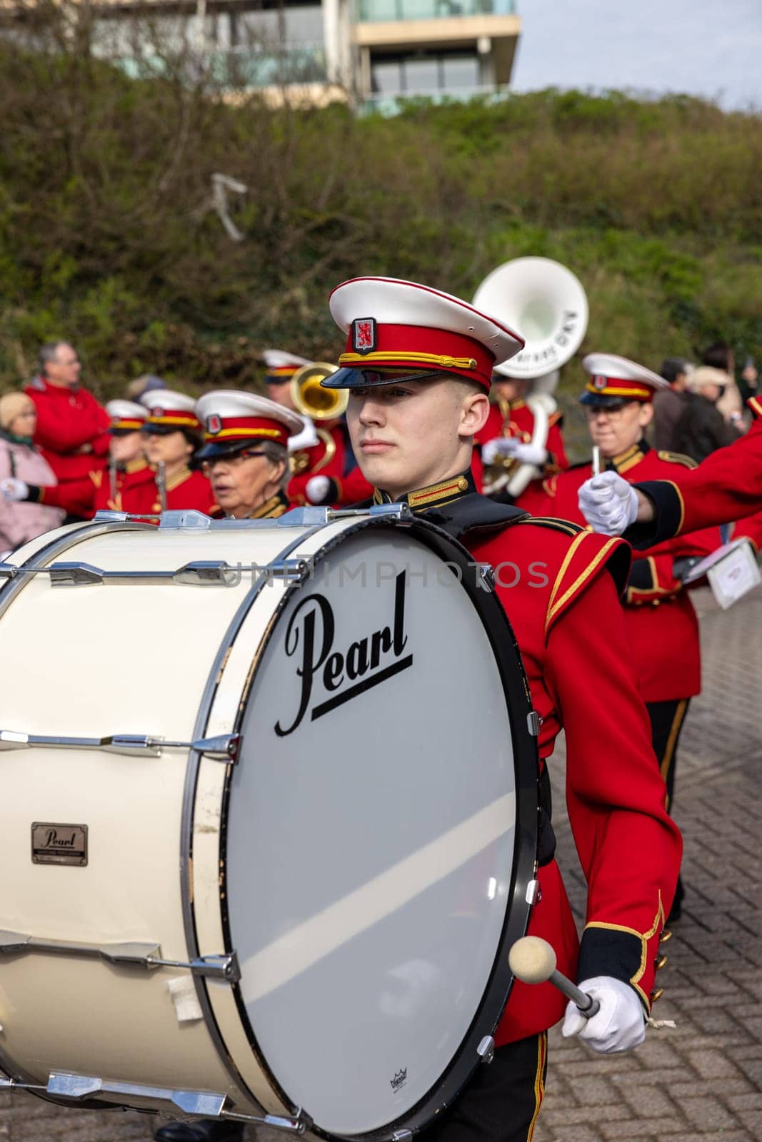 Noordwijk, Netherlands - April 22, 2023: The traditional flowers parade Bloemencorso from Noordwijk to Haarlem in the Netherlands.