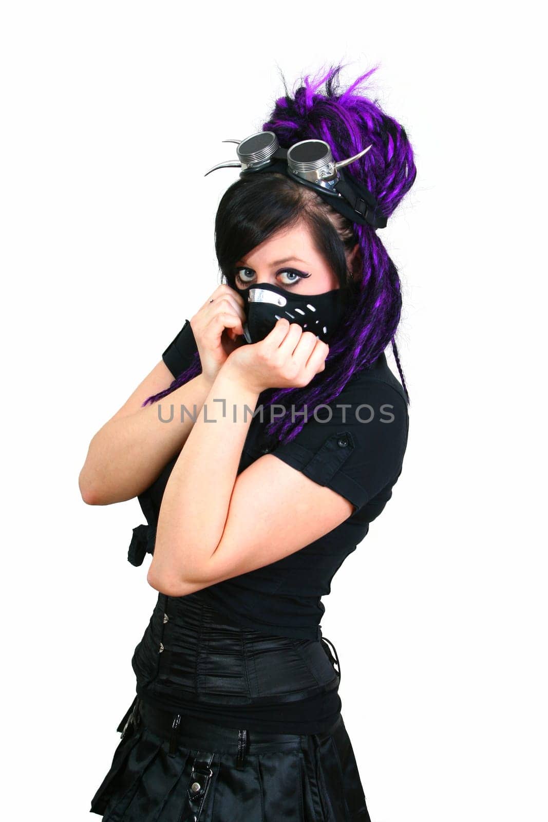 Gothic Girl Studio Shot on White Background
