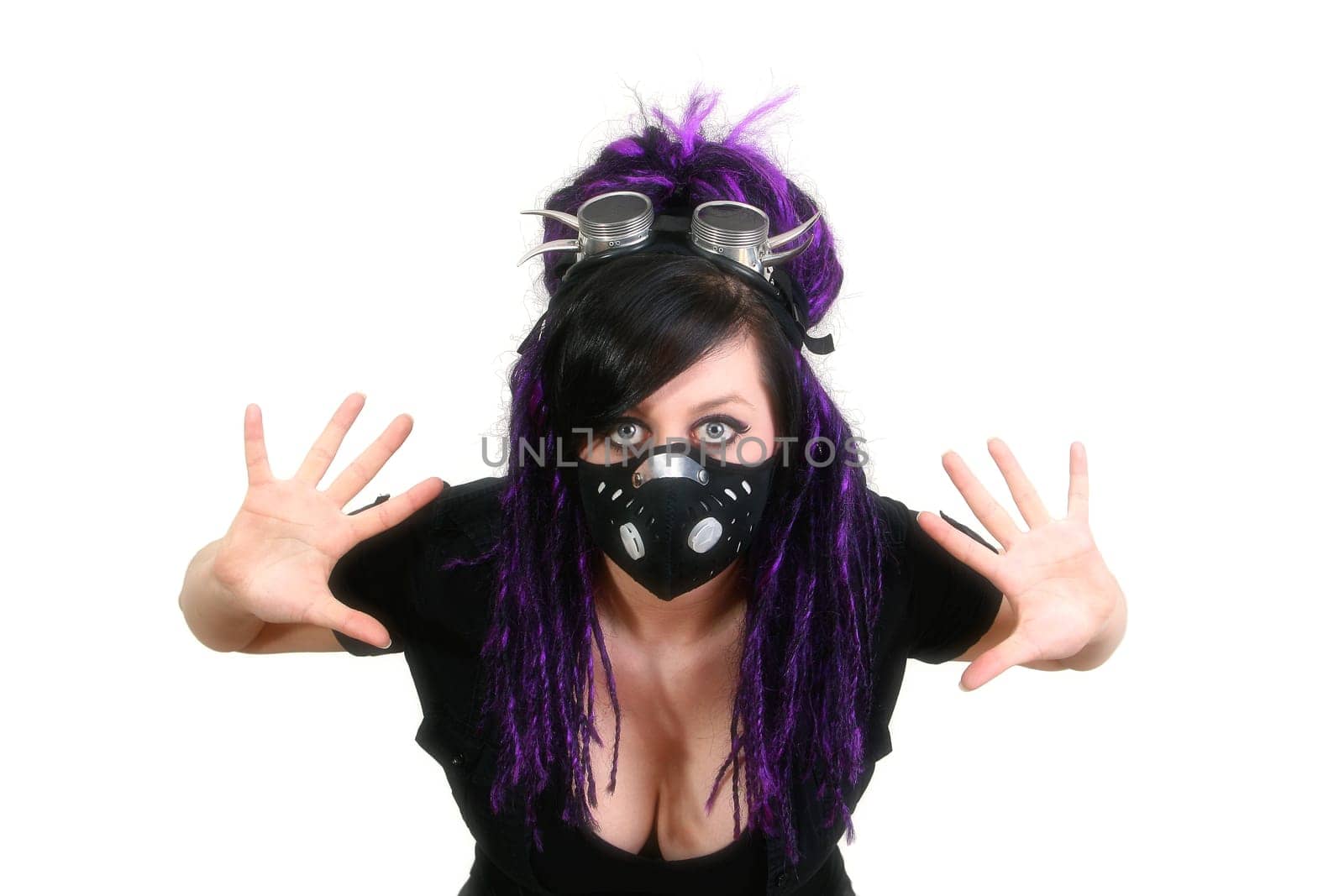 Gothic Girl Studio Shot on White Background