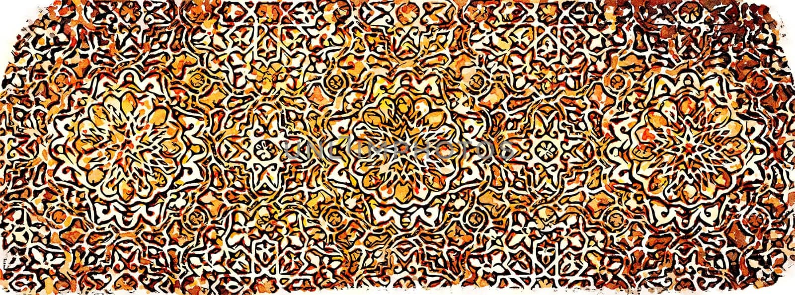 Creative illustration of arabic background. Beige arab geometric decoration - vintage retro design