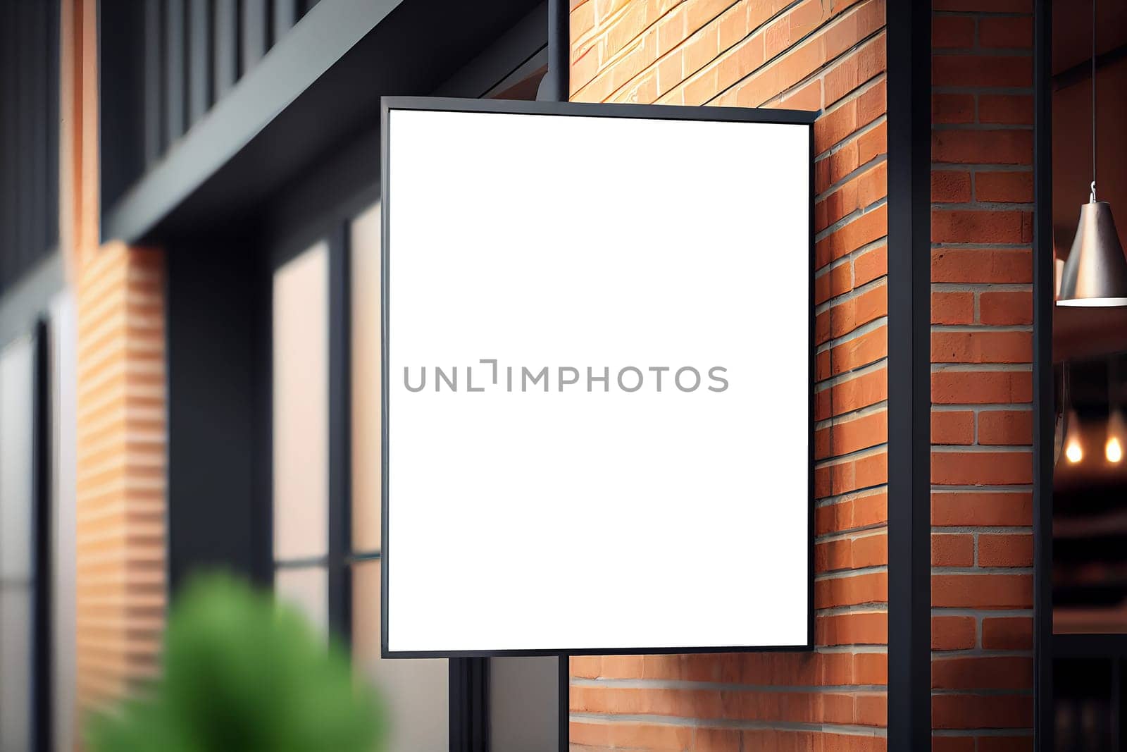 Outdoor store banner signage mockup - signboard for shop, store, restaurant in urban street