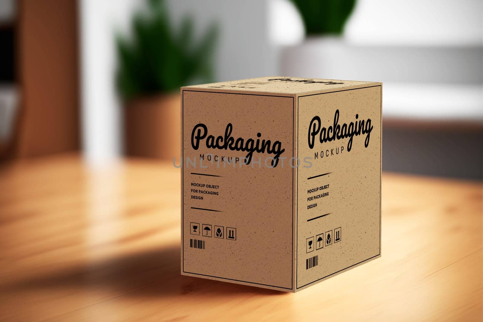Product cubic box mockup - Realistic brown carton package with copy space