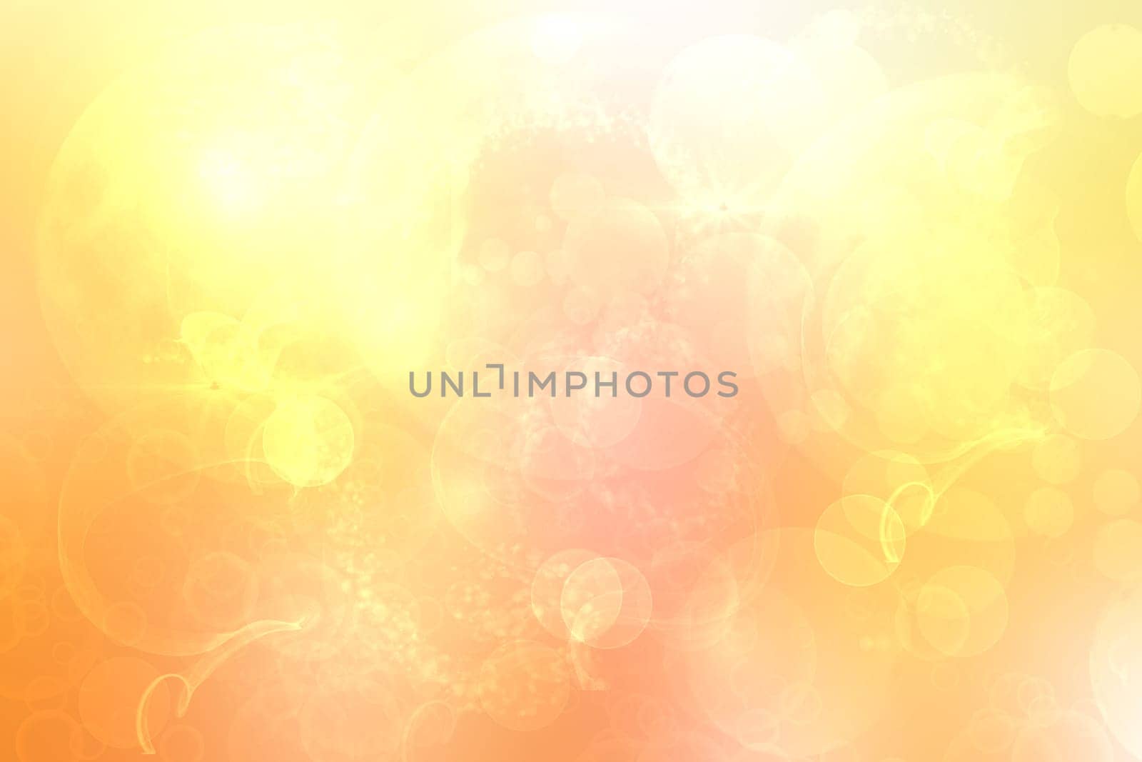 A festive abstract delicate golden yellow orange gradient background texture with glitter defocused sparkle bokeh circles. Card concept for Happy New Year, party invitation, valentine or other holidays.