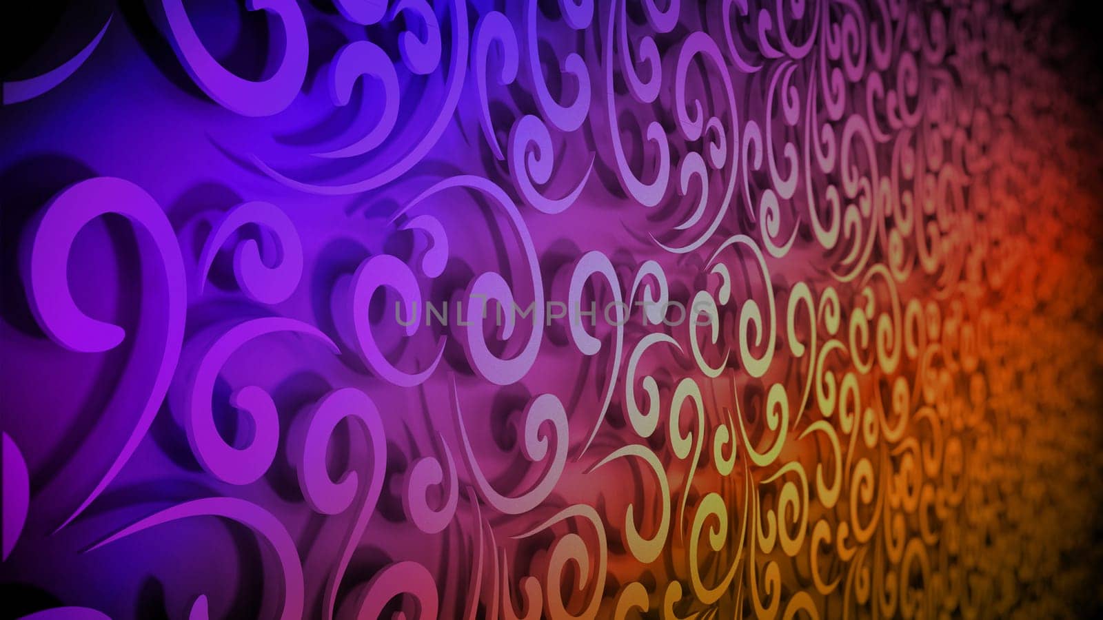 Abstract horizontal red floral background. 3D illustration