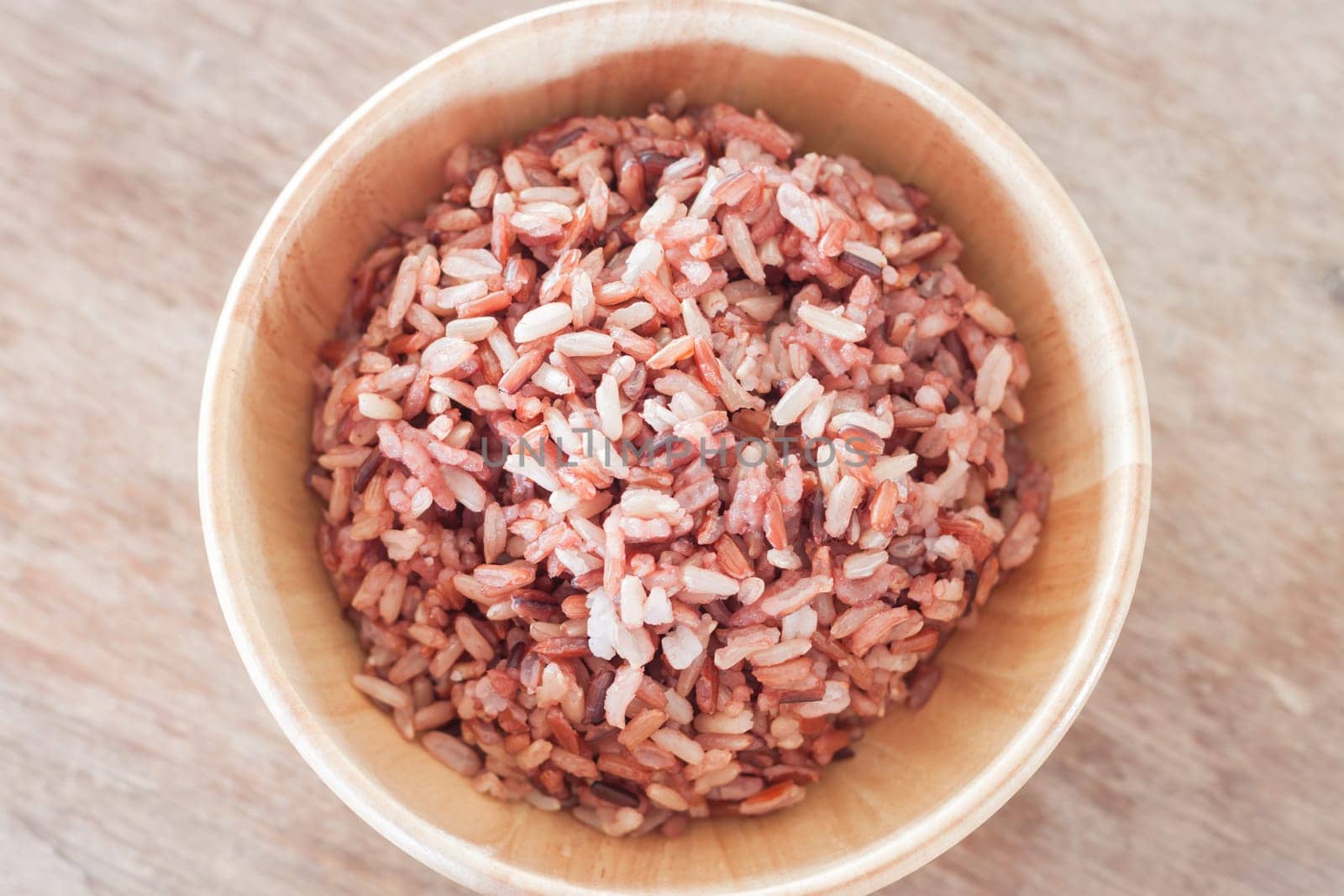 Multi grains berry rice in wooden bowl, stock photo
