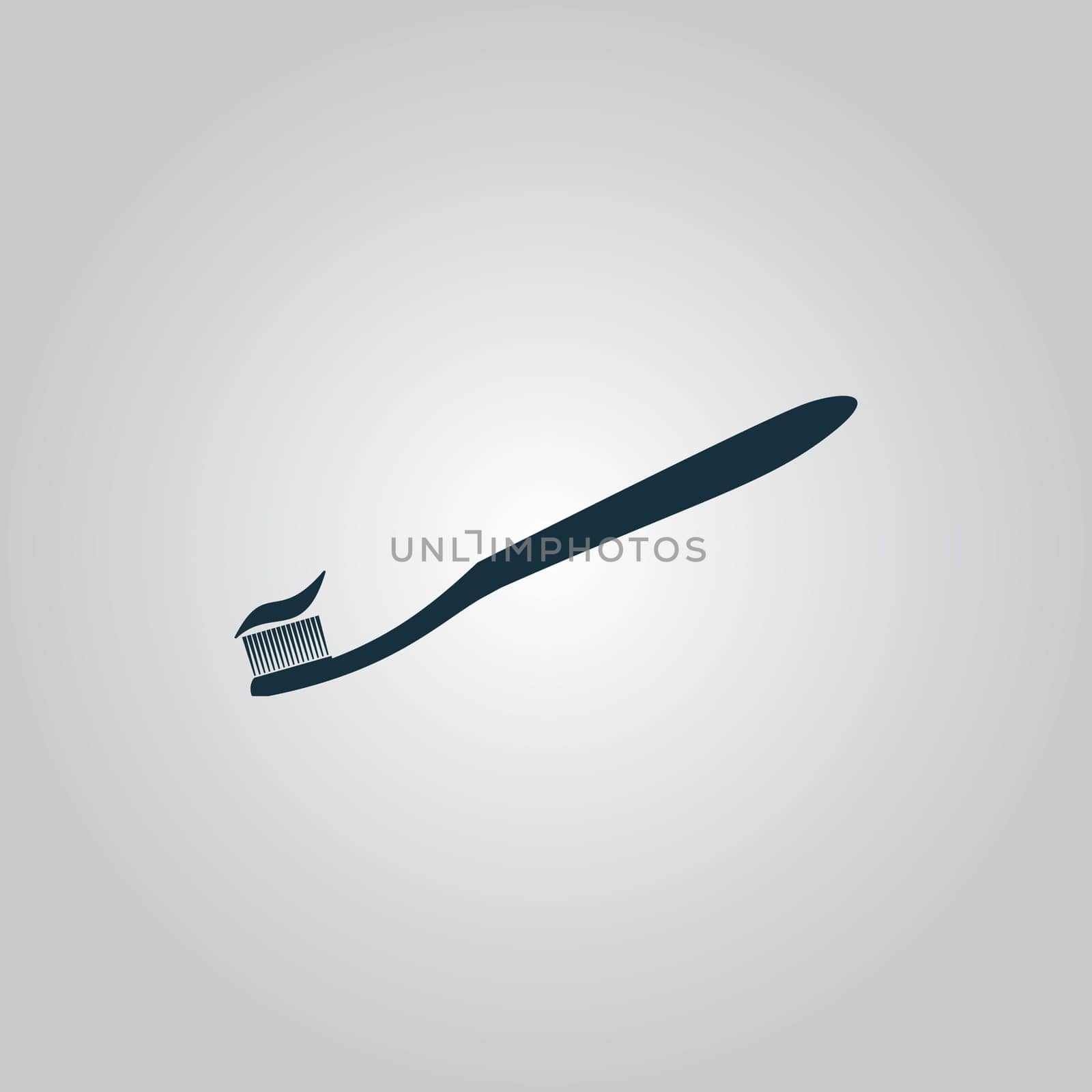 Toothbrush and Toothpaste. Flat web icon or sign isolated on grey background. Collection modern trend concept design style vector illustration symbol
