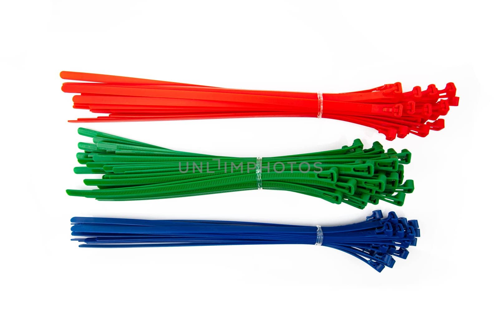 Colourful Cable Ties isolated over white background