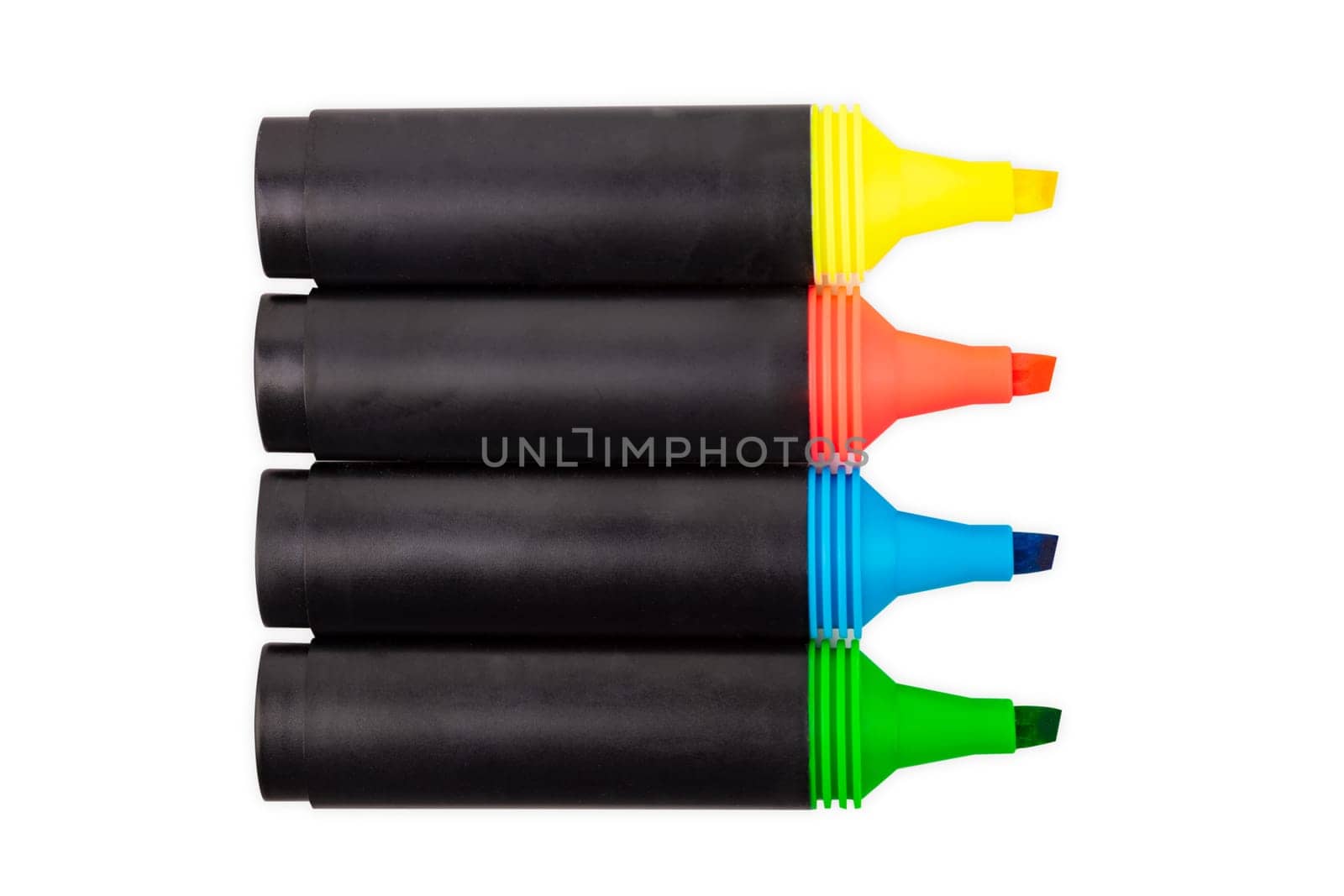 Four marker without cap isolated over white background