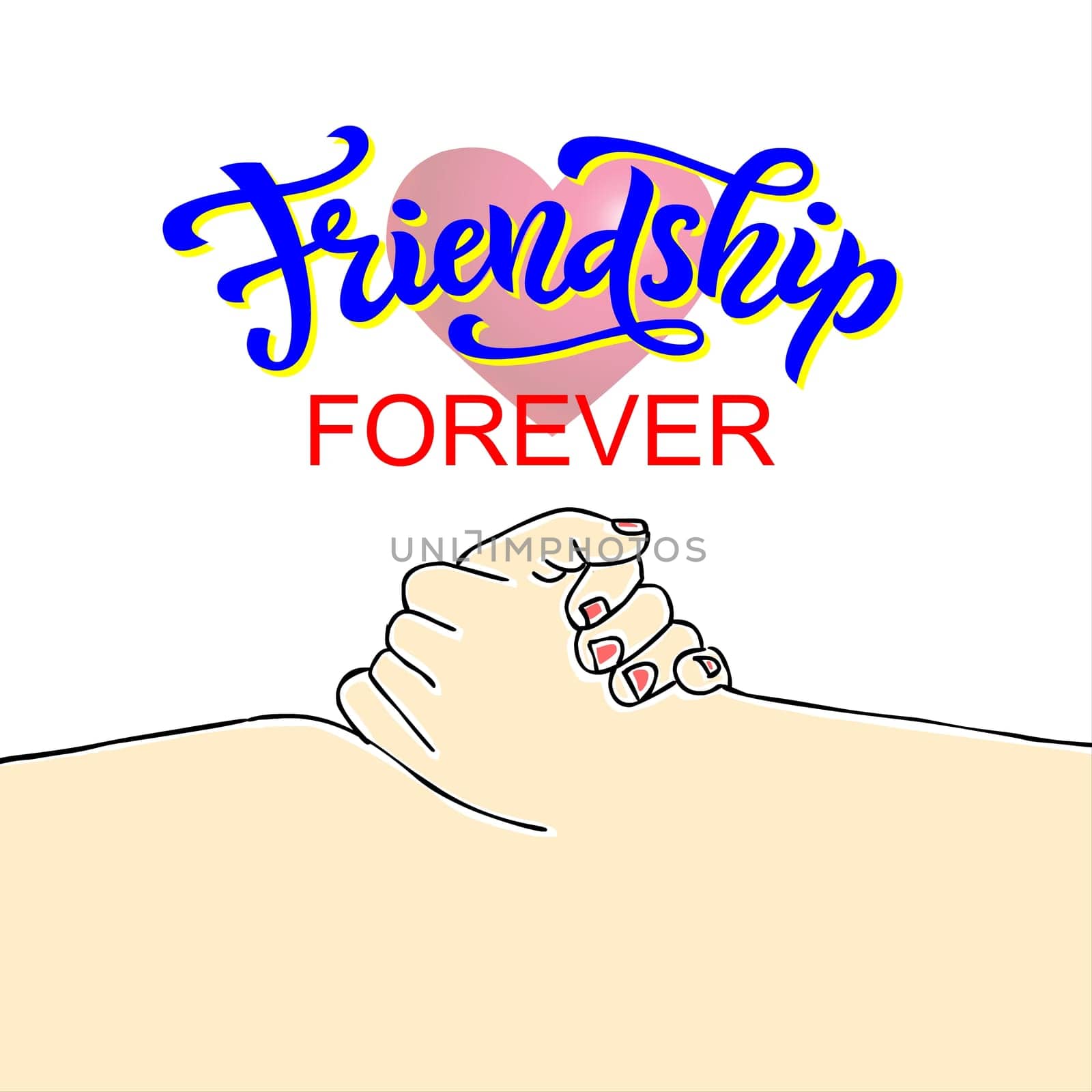 Friendship forever hand drawn lettering. Vector illustration for your design