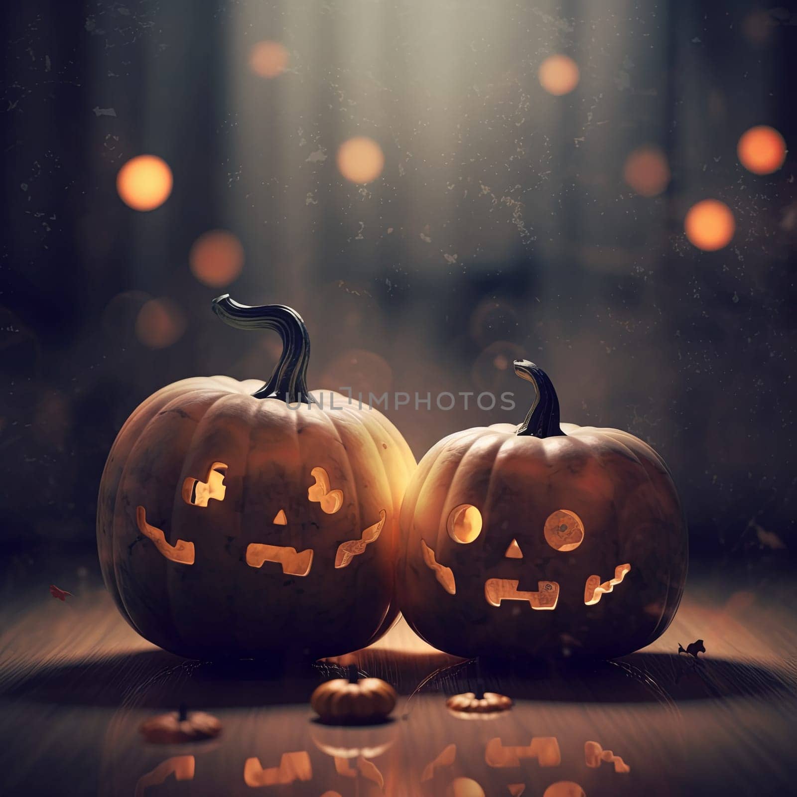 Pumpkins are decorated for the traditional autumn festival. High quality photo