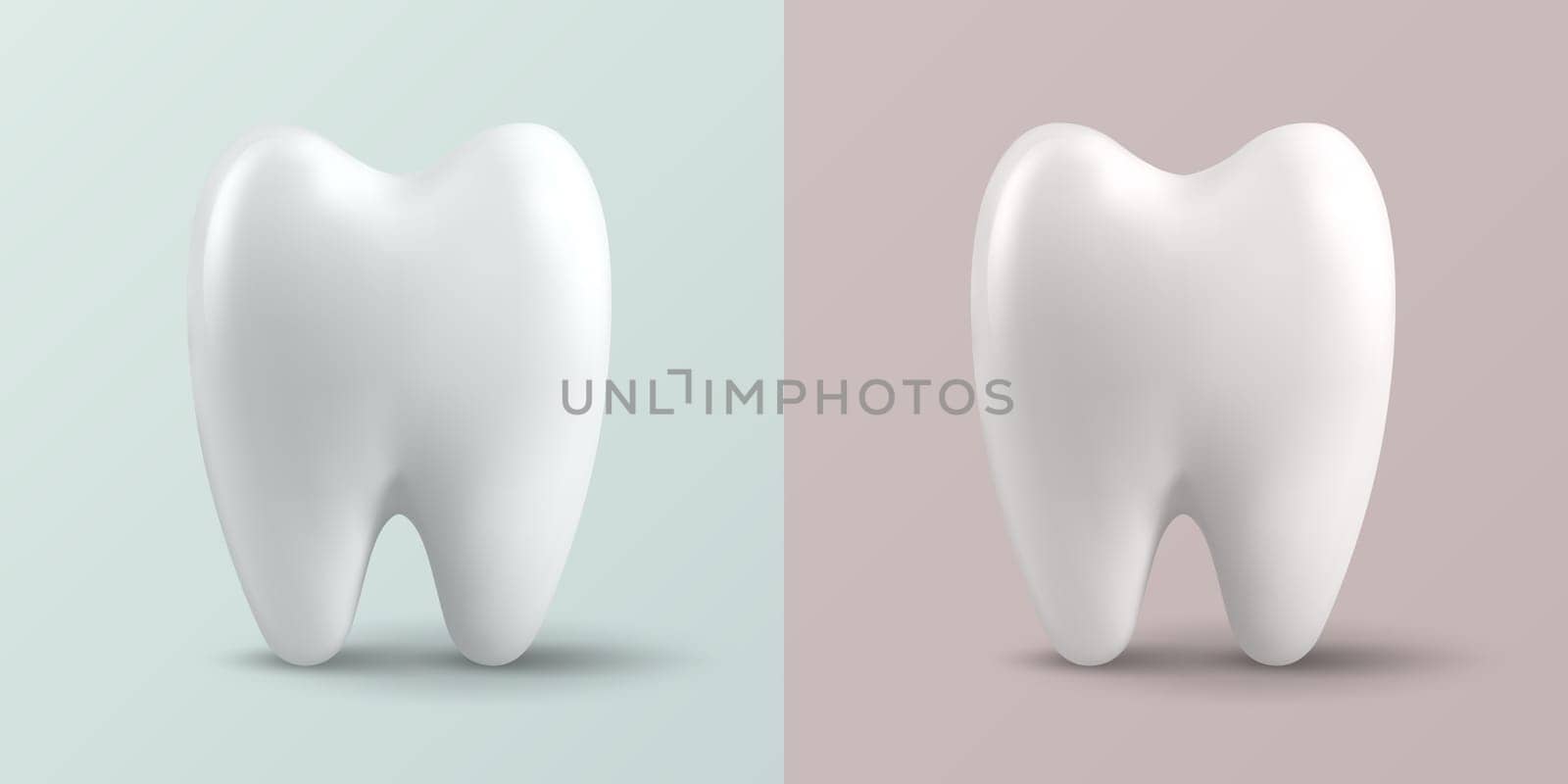 Vector 3d Realistic Tooth. Dental Inspection Banner, Plackard. Tooth Icon Closeup. Medical, Dentist Design Template. Dental Health Concept.