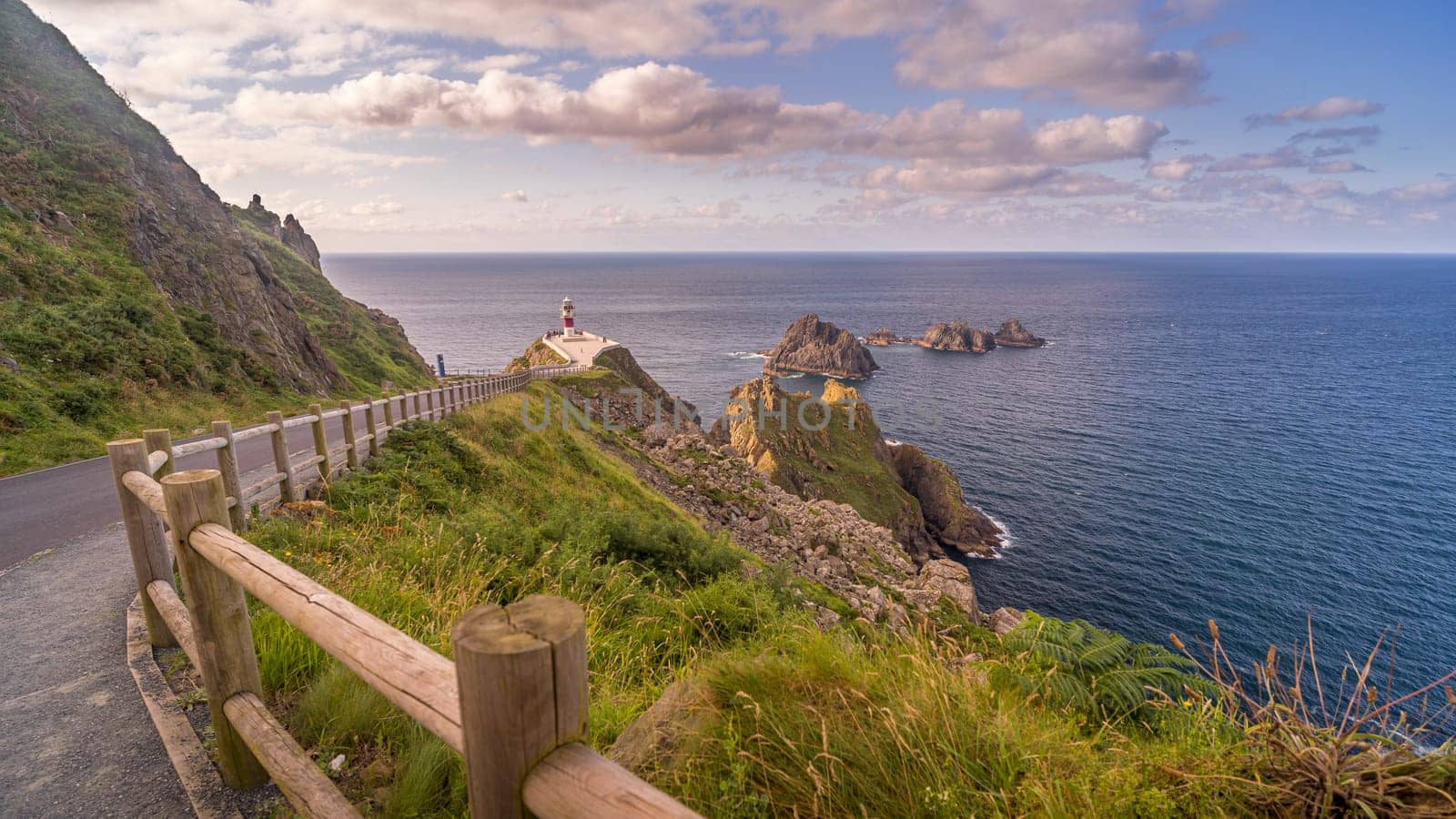Panoramic view of the lighthouse of Cabo Ortegal in Galicia, Spain.