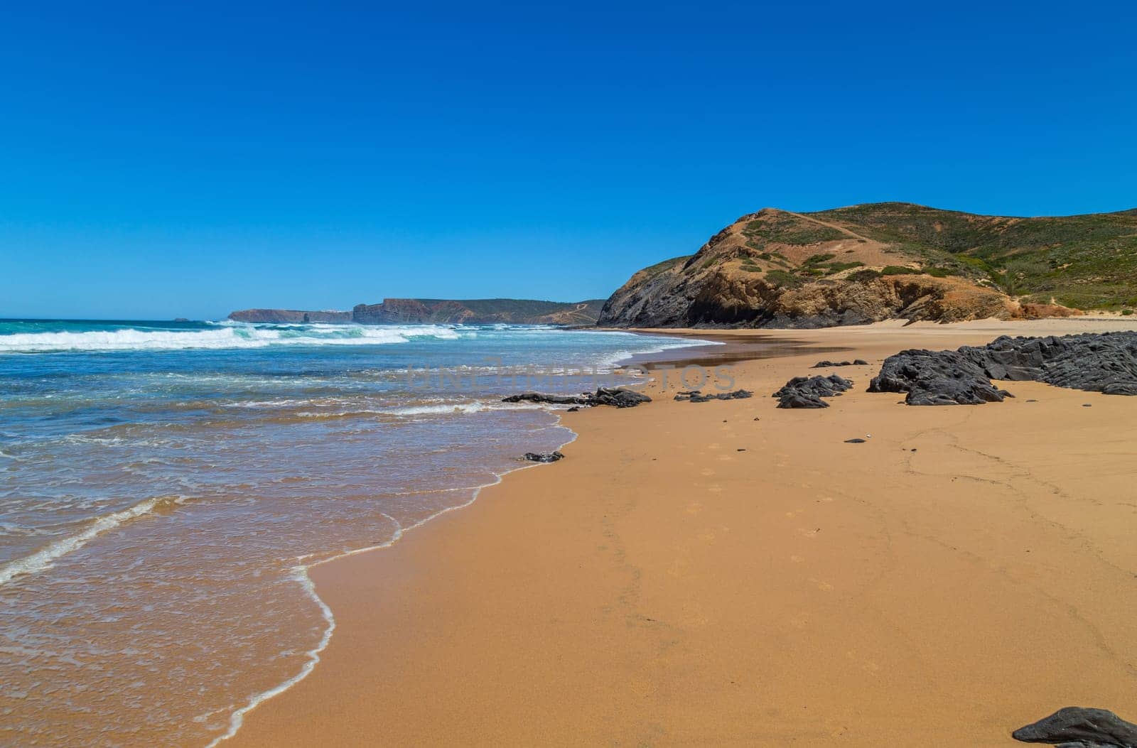 Beautiful empty beach in Algarve, Portugal