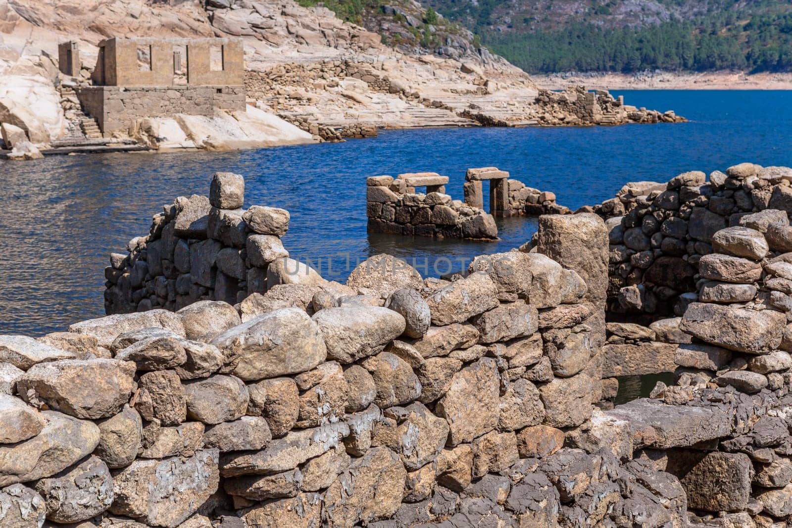 Old ruins of Vilarinho das Furnas, was a village, located in Campo de Geres, Terras de Bouro, on margins of River Homem, in 1972, it was intentionally submerged.