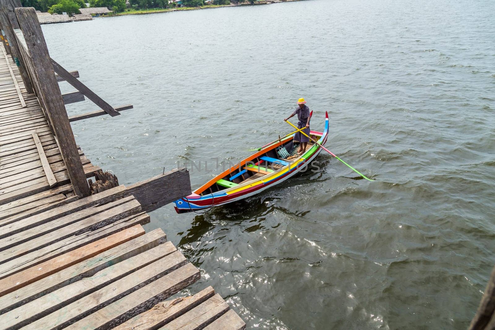 The Inle Lake. Myanmar: 17 August 2020: Burmese fisherman at Inle lake Myanmar. Inle Lake is a freshwater lake located in Shan state