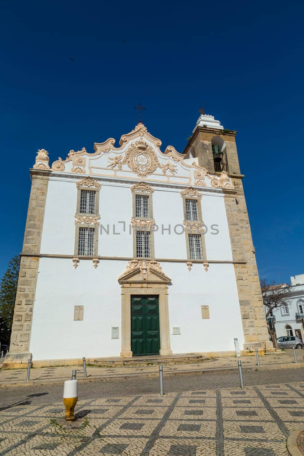 Olhao, Portugal: 14 April 2022: Church of Nossa Senhora da Soledade built in the Baroque and Roccoco style