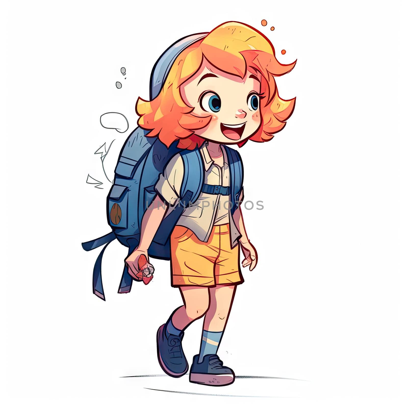 School child with backpack - generative AI - AI generated