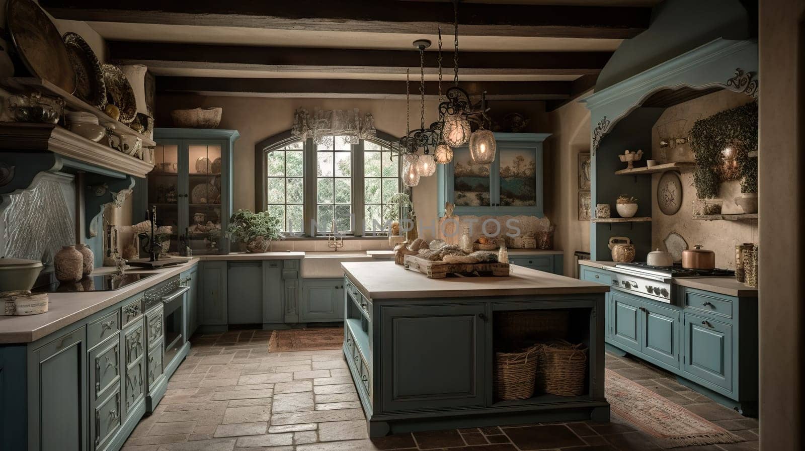 French Country Kitchen - generative AI, AI generated