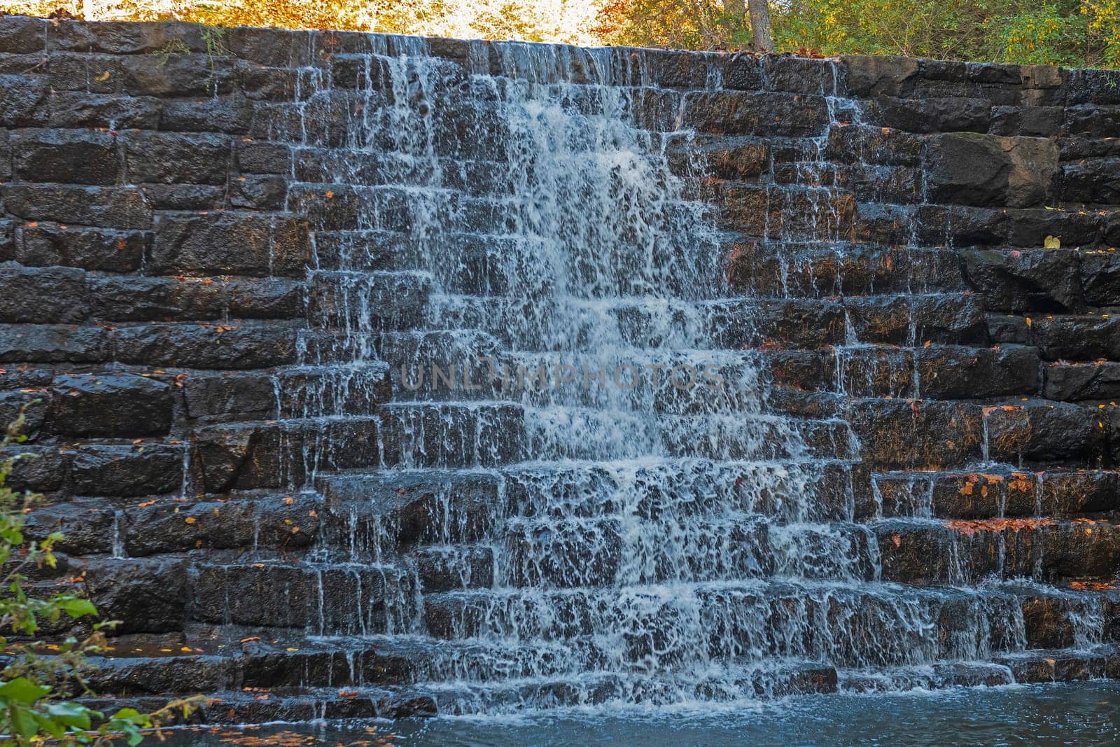 Manmade Dam and Waterfall in the Mountains on Otter Lake in Virginia