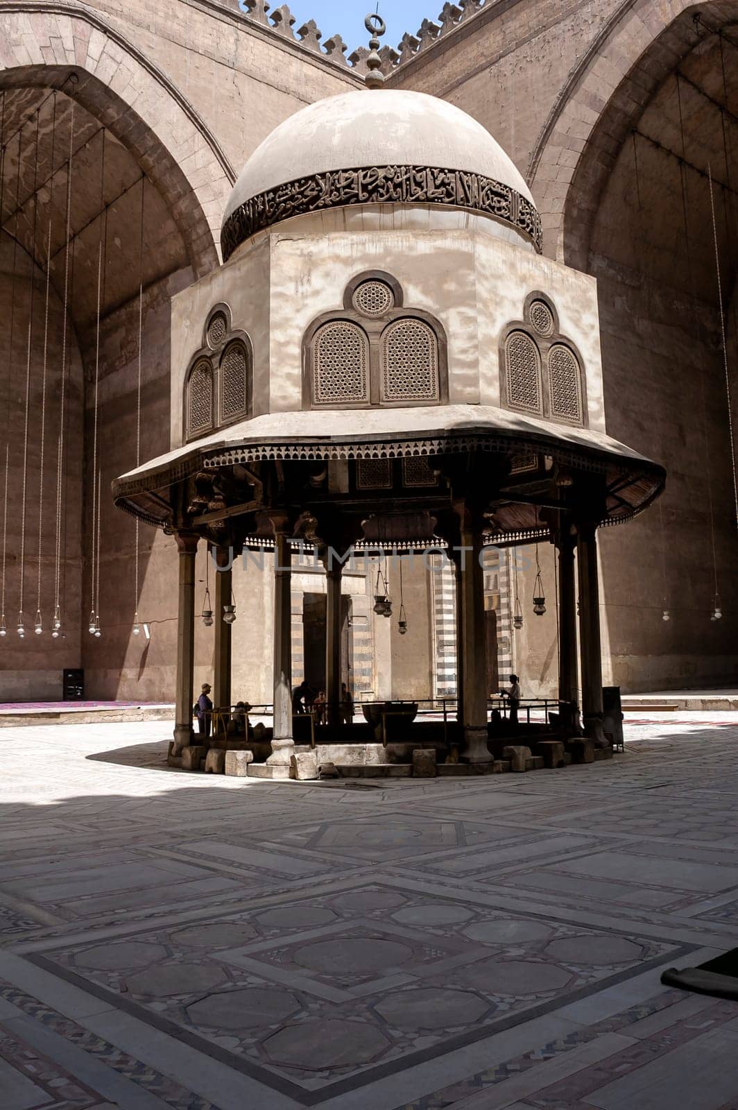 Cairo, Egypt - April 14 2008: Interior of the Sultan Hassan Mosque, Cairo, Egypt