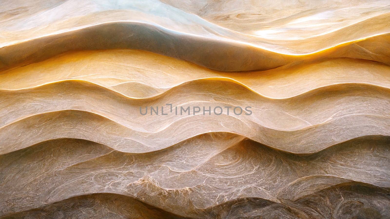 Intense bright brown and beige trendy gradient abstract waves full frame horizontal. Artificial Art.