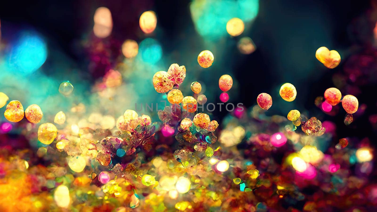 Colourful and dynamic balls with depth of fields as background. Generated with Artificial Art.