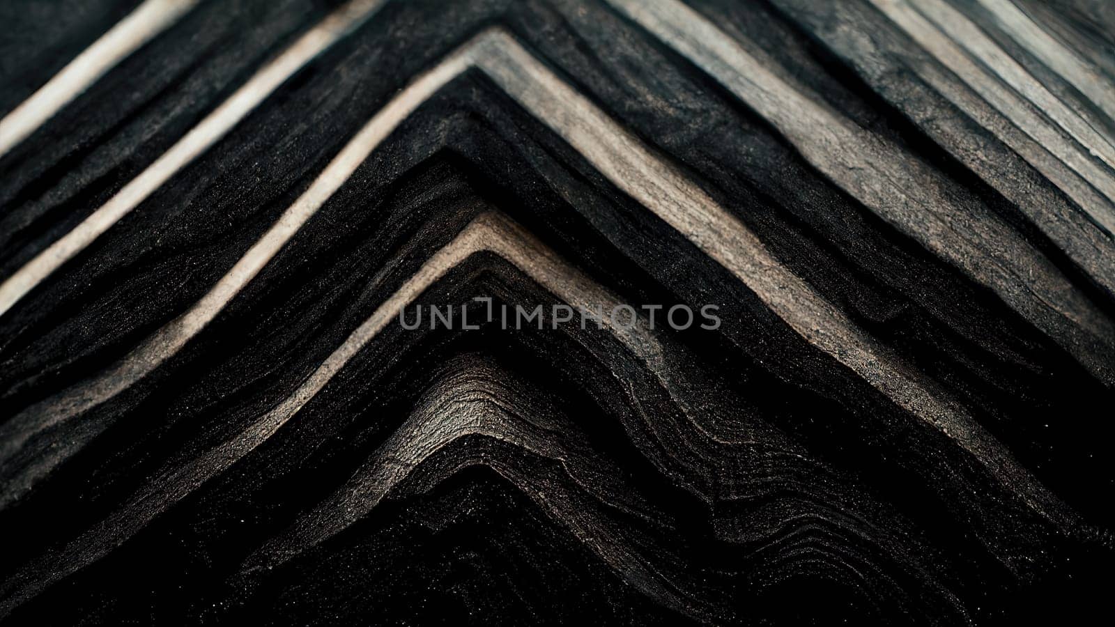 Intense dark black and grey trendy gradient abstract waves full frame horizontal. Artificial Art.