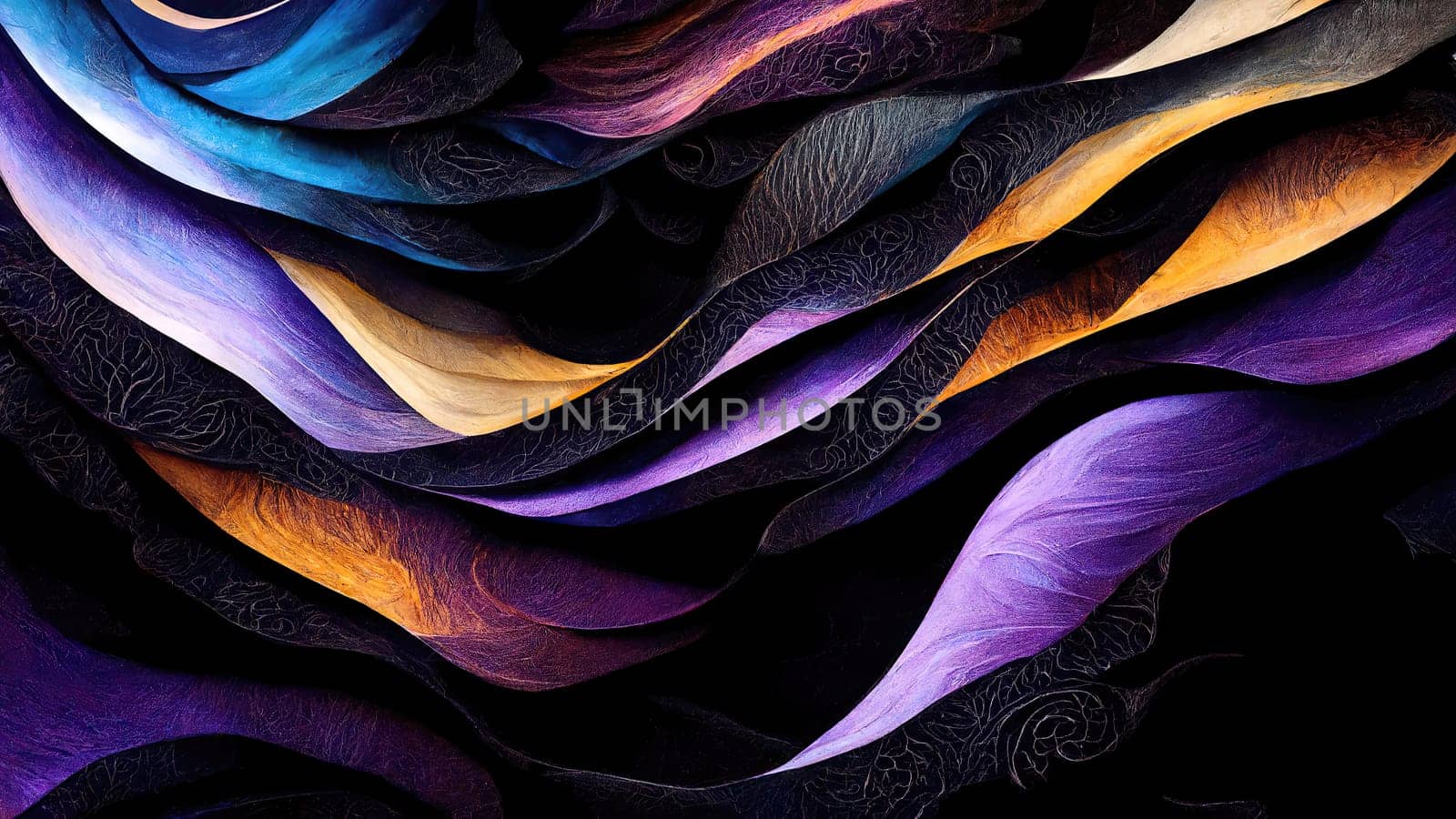 Elegant gradient waves in purple colours as background. Artificial Art.