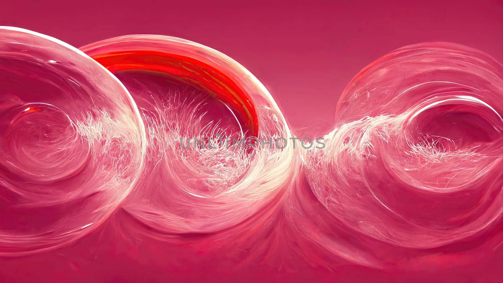 Red and pink trendy gradient abstract waves full frame horizontal. Artificial Art.