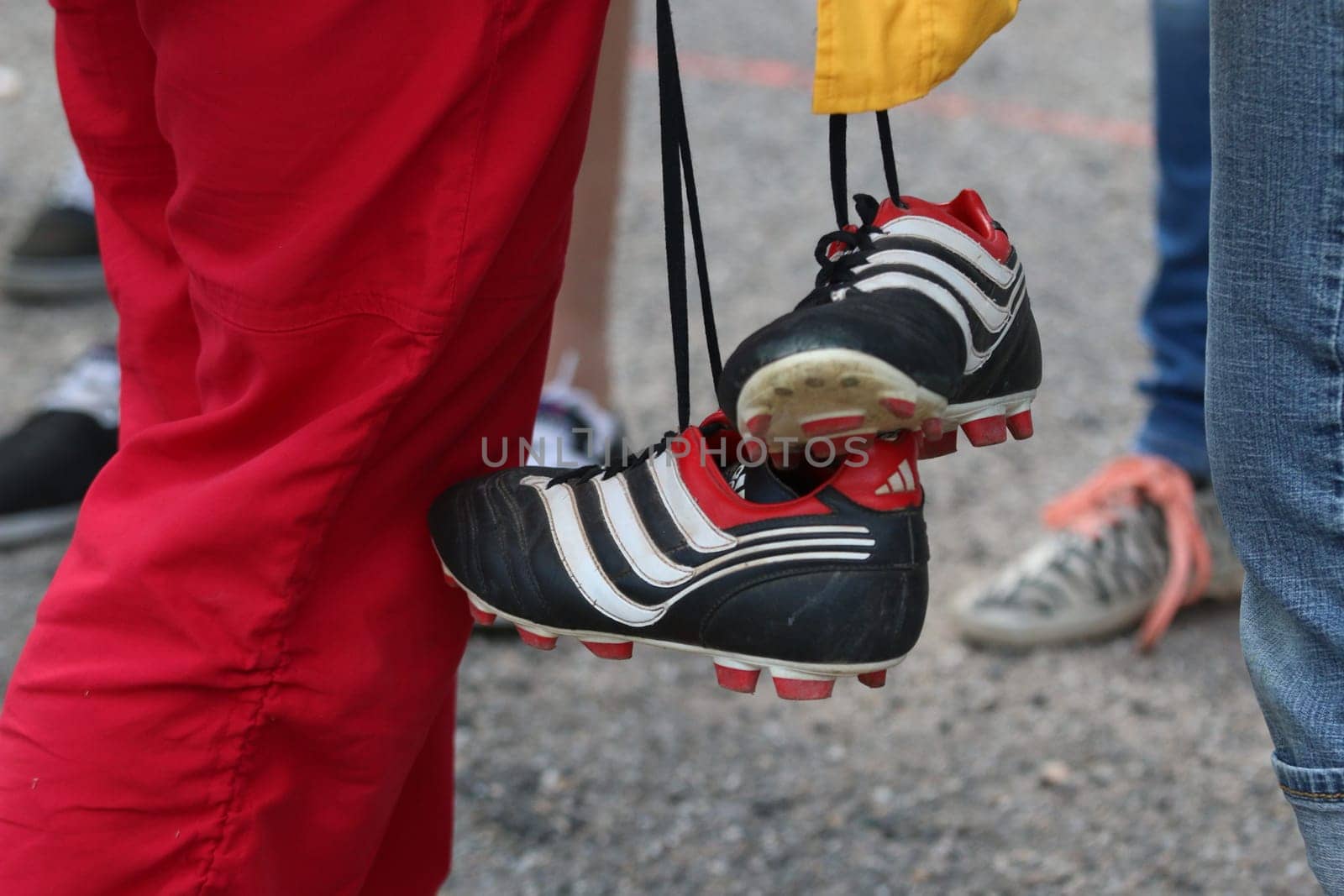 Well tyred is half won - football boots with studs by a runner at the Red Bull 400 - Germany premiere Titisee-Neustadt