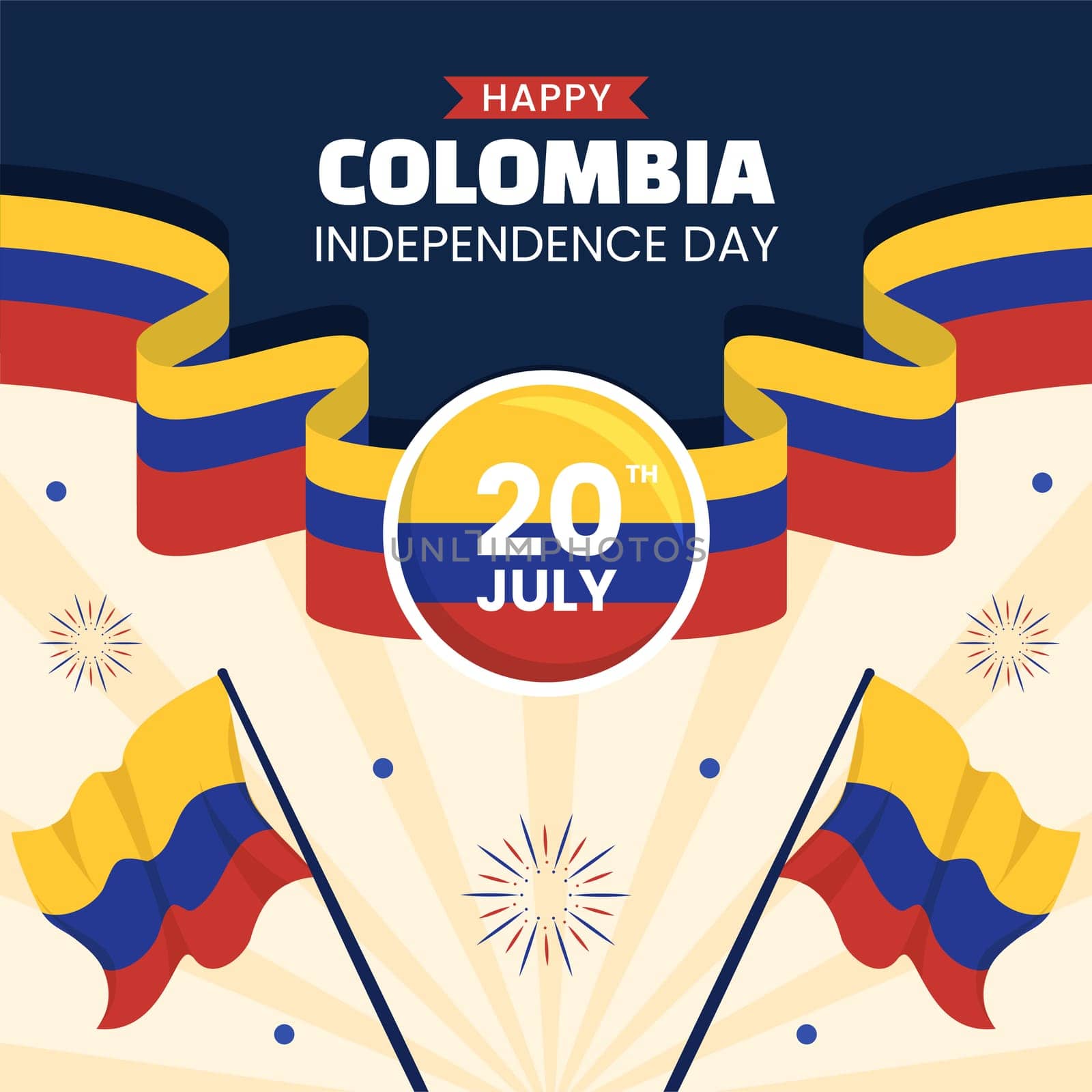 Colombia Independence Day Social Media Background Illustration Flat Cartoon Hand Drawn Templates