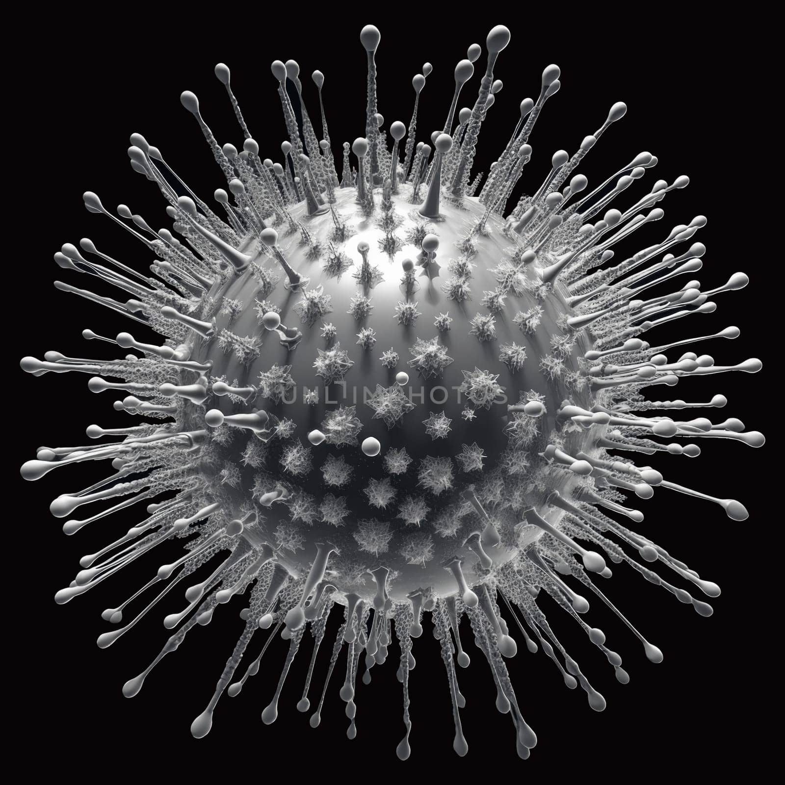 Conceptual illustrative virus. Image of a virus, pathogen with a generic virus form. 3D illustration.