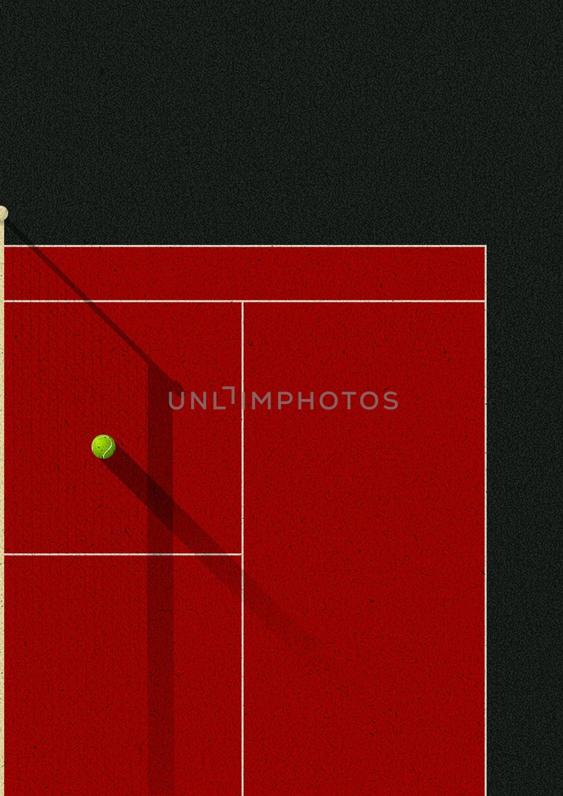 Tennis court and ball background. Copy space grunge paper effect with tennis theme, abstract art.