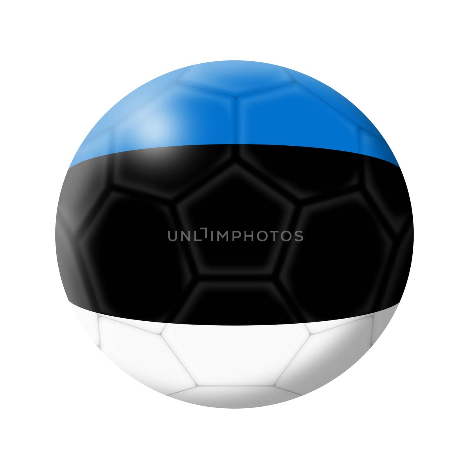 An Estonia soccer ball football 3d illustration isolated on white with clipping path