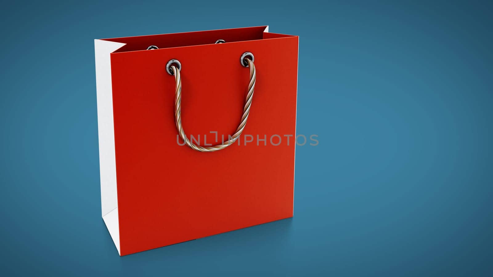 Red shopping bag isolated on white background. 3D illustration.