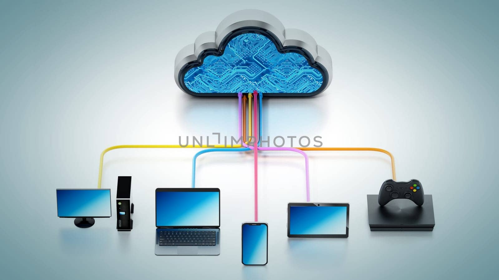 Cloud computing devices. 3D illustration.